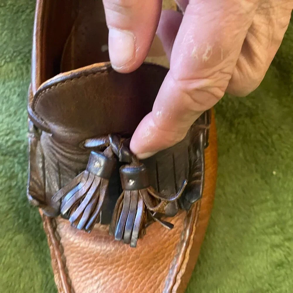Allen Edmonds Men's Nashua Loafer Shoes Size 8D Brown Leather Tasseled Moc Toe